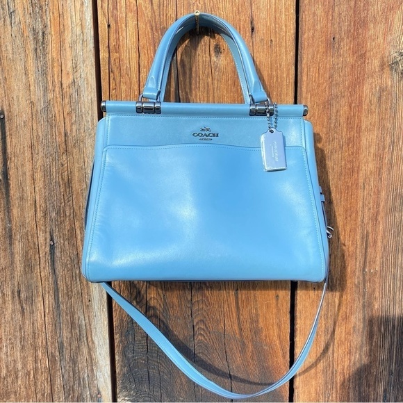 Coach Handbags - Coach NY Grace Crossbody Satchel in Striking Blue-Gray Leather with Black Edges